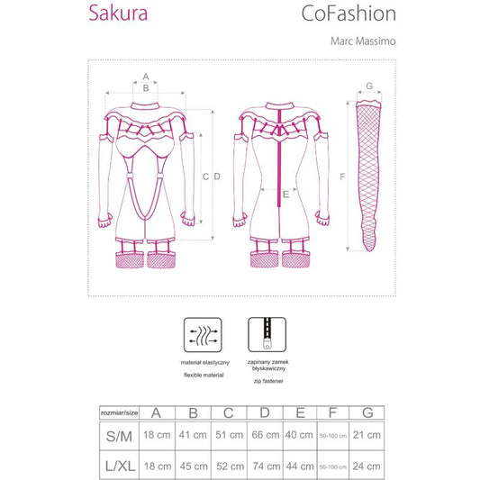 LIVCO CORSETTI FASHION - SAKURA CF 90357 JUMPSUIT + LONG GLOVES + BLACK GARTER BELT L/XL