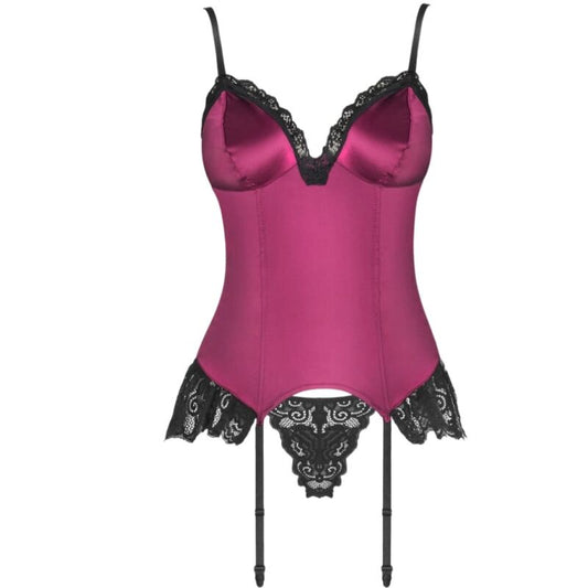 LIVCO CORSETTI FASHION - AGRAFENA CF 90436 CORSET + THONG BURGUNDY S/M - 1
