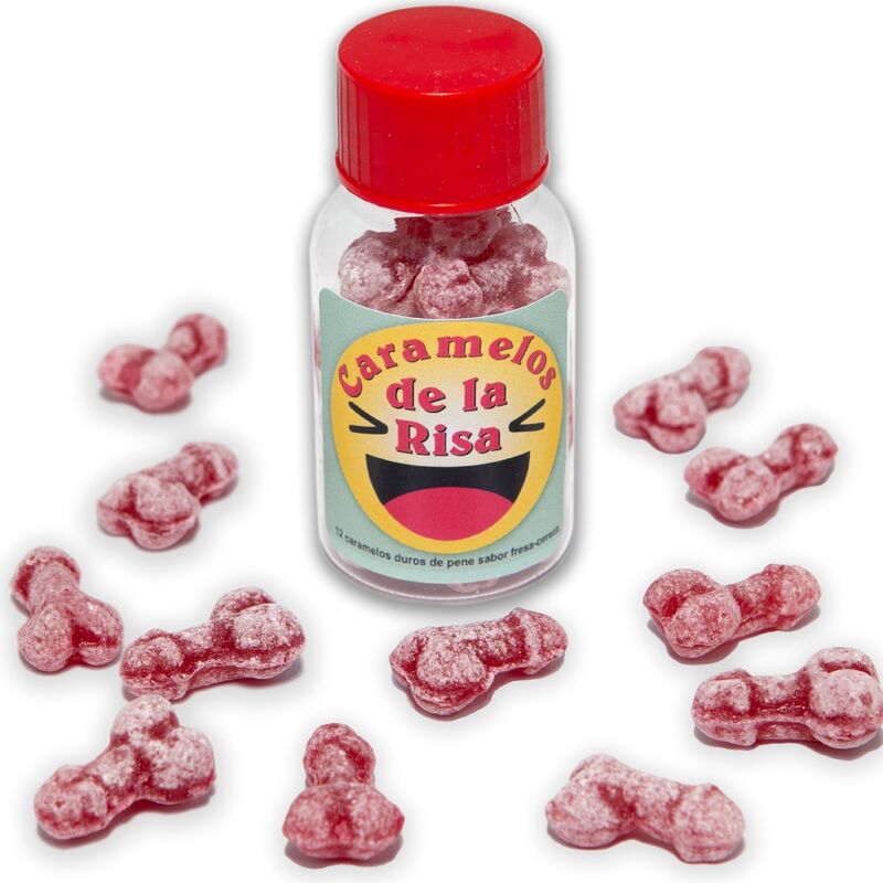 DIABLO PICANTE - 12 PENIS-SHAPED LAUGHTER CANDIES STRAWBERRY/CHERRY - 1