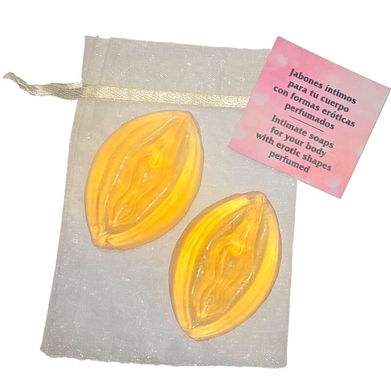DIABLO PICANTE - 2 VAGINA SHAPED PERFUMED SOAPS YELLOW - 1