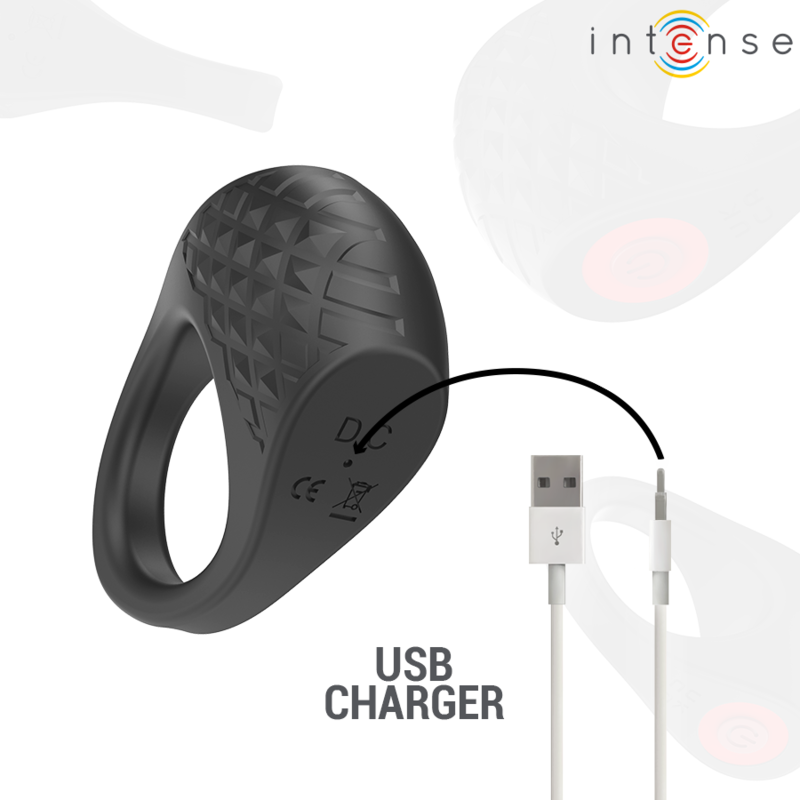 INTENSE - CLOVER VIBRATING COCK RING 10 VIBRATIONS BLACK