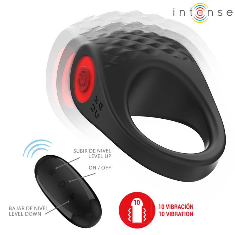 INTENSE - CLOVER VIBRATING COCK RING 10 VIBRATIONS BLACK