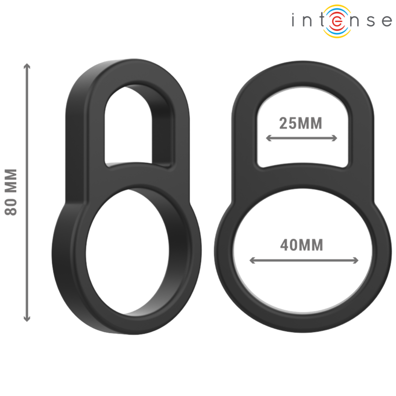 INTENSE - BOBBY DOUBLE SILICONE PENIS RING BLACK - 2