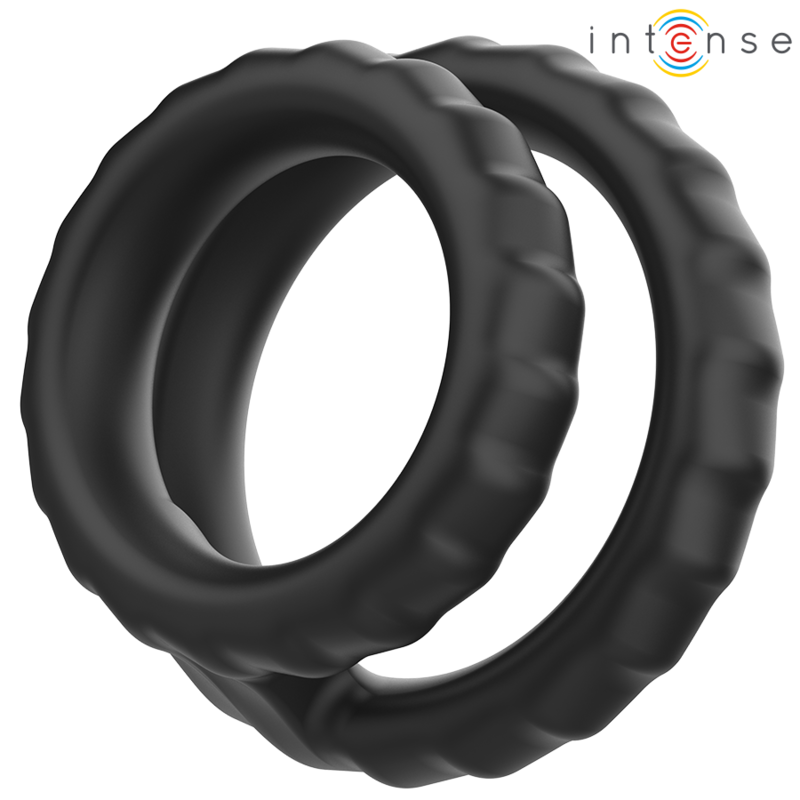 INTENSE - DEWEY DOUBLE SILICONE PENIS RING BLACK MODEL 2 - 1