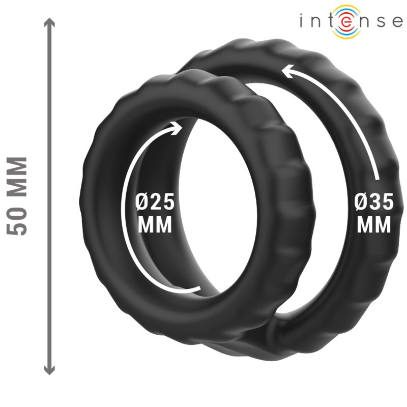 INTENSE - DEWEY DOUBLE ANNEAU PÉNIS EN SILICONE NOIR MODÈLE 2