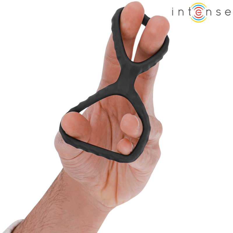 INTENSE - DEWEY DOUBLE ANNEAU PÉNIS EN SILICONE NOIR MODÈLE 2