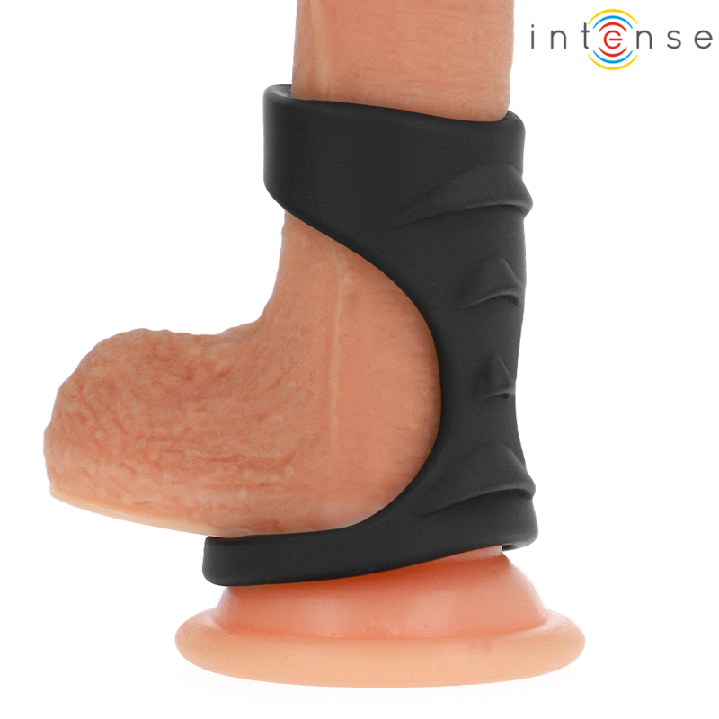 INTENSE - THEO DOUBLE SILICONE PENIS RING BLACK MODEL 3 - 1