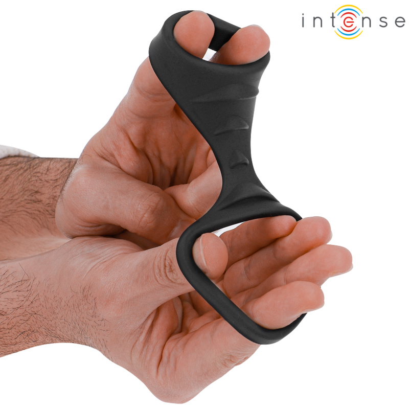 INTENSE - THEO DOUBLE SILICONE PENIS RING BLACK MODEL 3 - 2