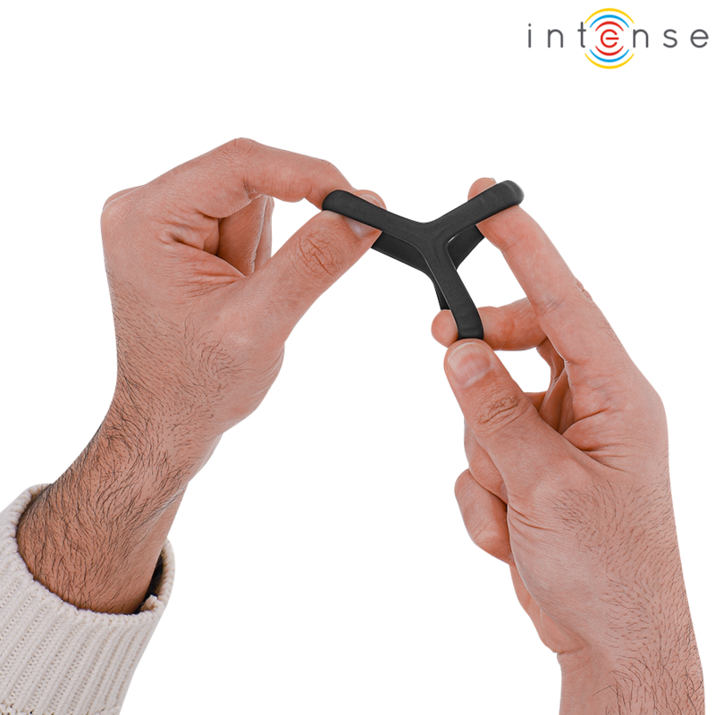 INTENSE - CARSON DOUBLE SILICONE COCK RING BLACK MODEL 4