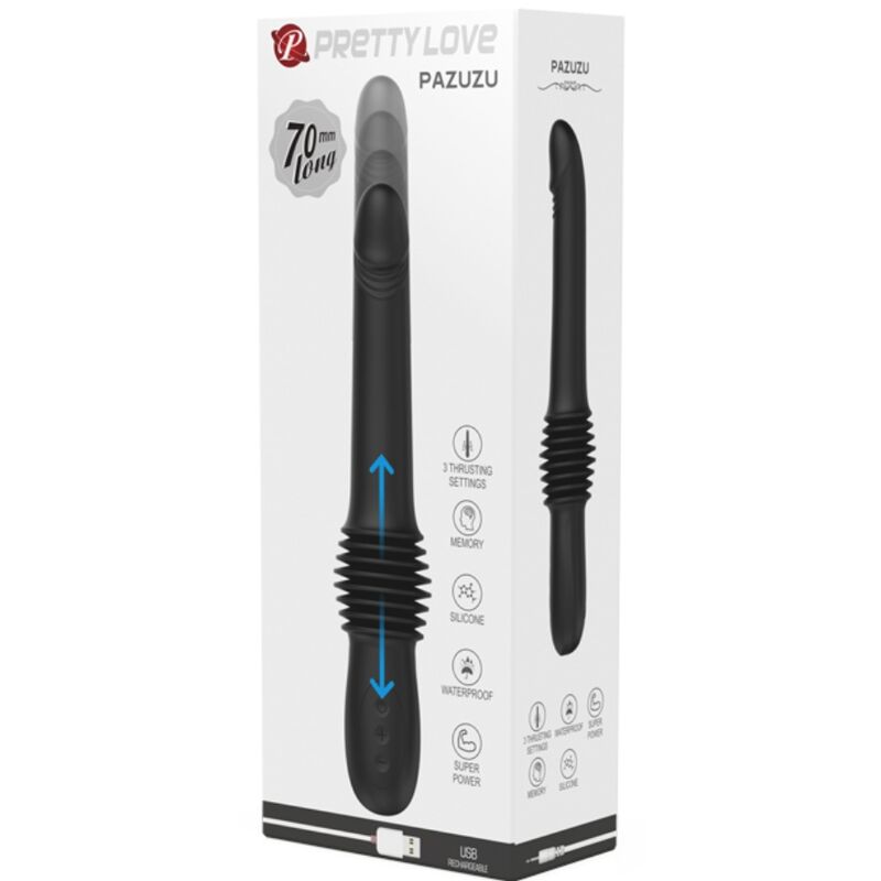 PRETTY LOVE - PAZUZU VIBRATOR 3 THRUST MODES BLACK - 5