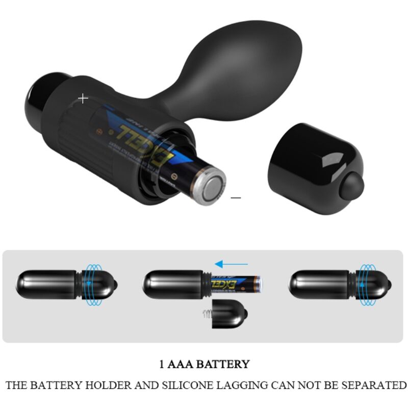 PRETTY LOVE - VIBRA BUTT 10 VIBRATIONS ANAL PLUG BLACK - 7