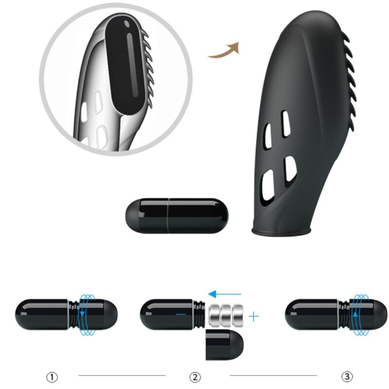 PRETTY LOVE - GILO SILICONE FINGER VIBRATOR BLACK - 7