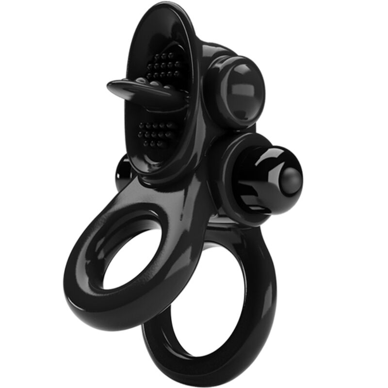 PRETTY LOVE - PASSIONATE RING DOUBLE VIBRATING RING + CLITORIS STIMULATOR BLACK - 6