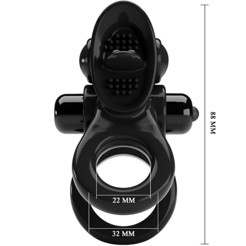 PRETTY LOVE - PASSIONATE RING DOUBLE VIBRATING RING + CLITORIS STIMULATOR BLACK - 4