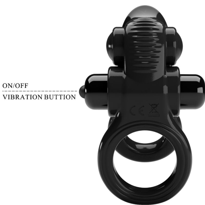 PRETTY LOVE - PASSIONATE RING DOUBLE VIBRATING RING + CLITORIS STIMULATOR BLACK - 5