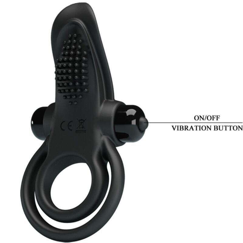 PRETTY LOVE - DOUBLE VIBRATING RING + CLITORIS STIMULATOR 10 VIBRATIONS BLACK - 5