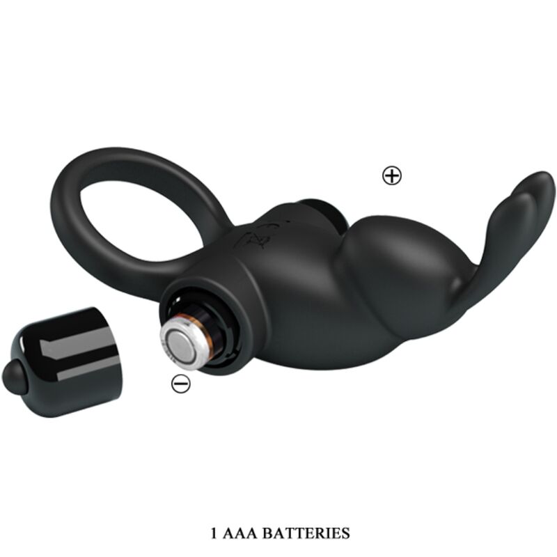 PRETTY LOVE - VIBRATING RING + RABBIT CLITORIS STIMULATOR 10 VIBRATIONS BLACK - 1