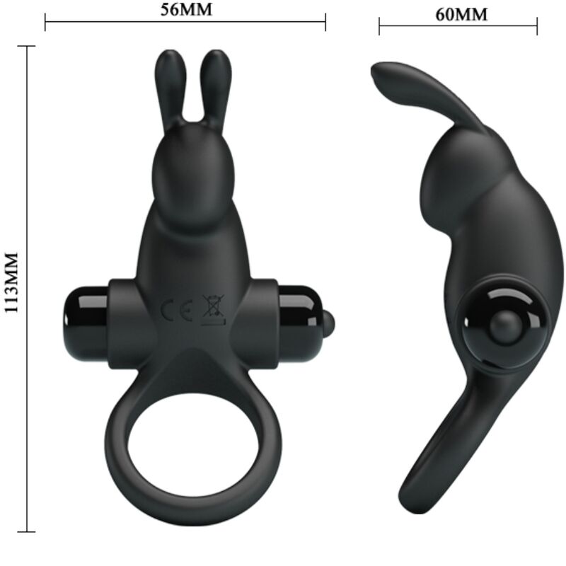 PRETTY LOVE - VIBRATING RING + RABBIT CLITORIS STIMULATOR 10 VIBRATIONS BLACK - 5