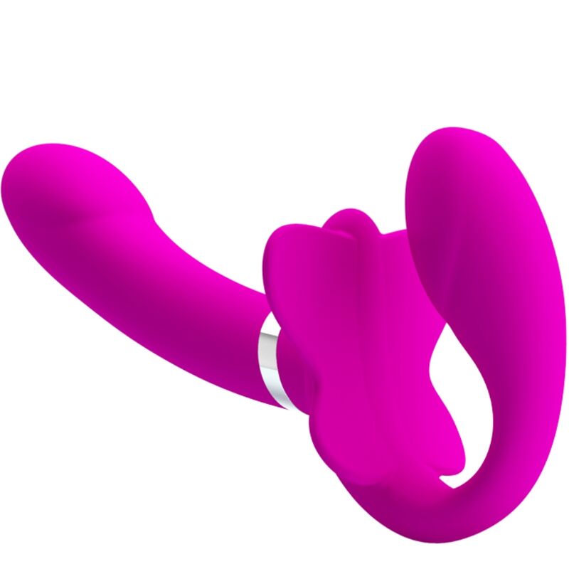 PRETTY LOVE - VALERIE DOUBLE STRAP-ON VIBRATOR 12 VIBRATIONS PURPLE - 3