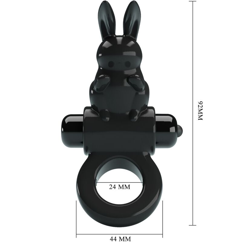 PRETTY LOVE - EXCITING 10-VIBRATION BLACK RABBIT VIBRATOR RING