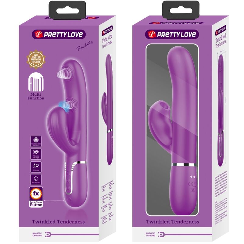 PRETTY LOVE - PERLITA 3 IN 1 MULTIFUNCTION RABBIT VIBRATOR PURPLE - 7