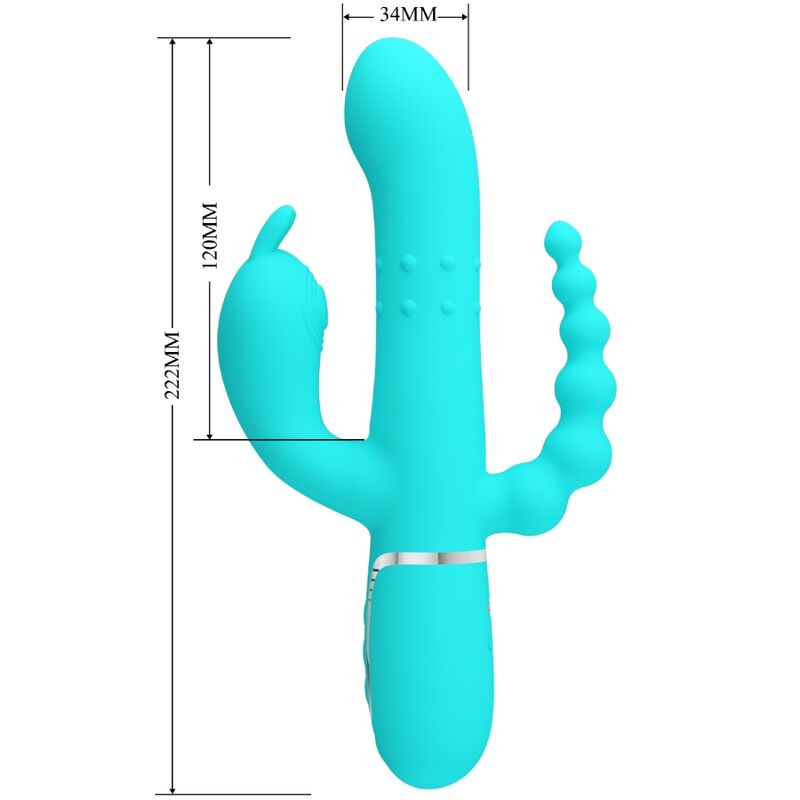 PRETTY LOVE - CAMMY 4 IN 1 MULTIFUNCTION TRIPPLE RABBIT VIBRATOR BLUE - 2