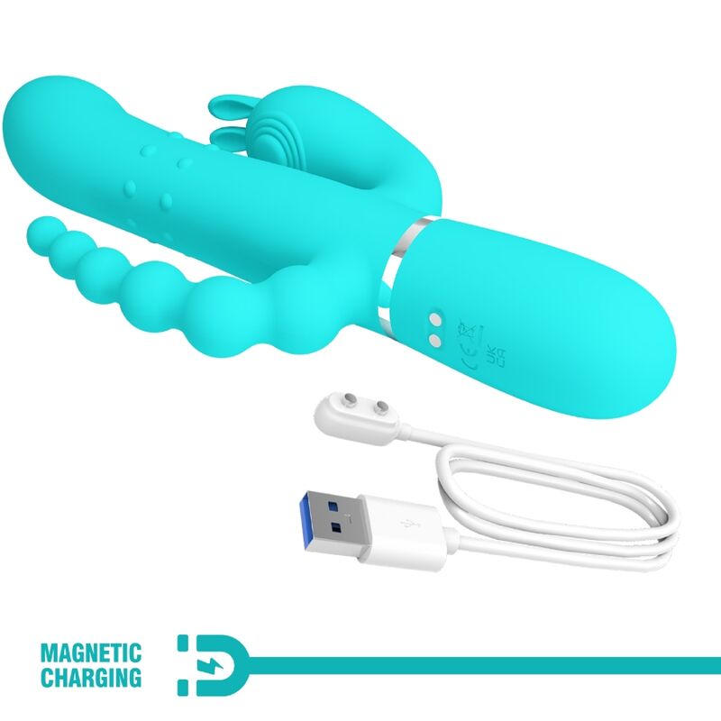 PRETTY LOVE - CAMMY 4 IN 1 MULTIFUNCTION TRIPPLE RABBIT VIBRATOR BLUE - 5