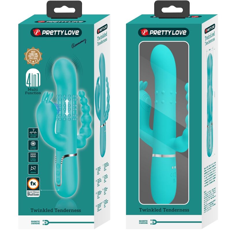 PRETTY LOVE - CAMMY 4 IN 1 MULTIFUNCTION TRIPPLE RABBIT VIBRATOR BLUE - 6