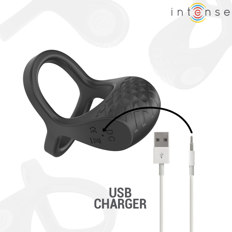INTENSE - ALEX VIBRATOR DOUBLE PENIS RING 10 VIBRATIONS BLACK - 3