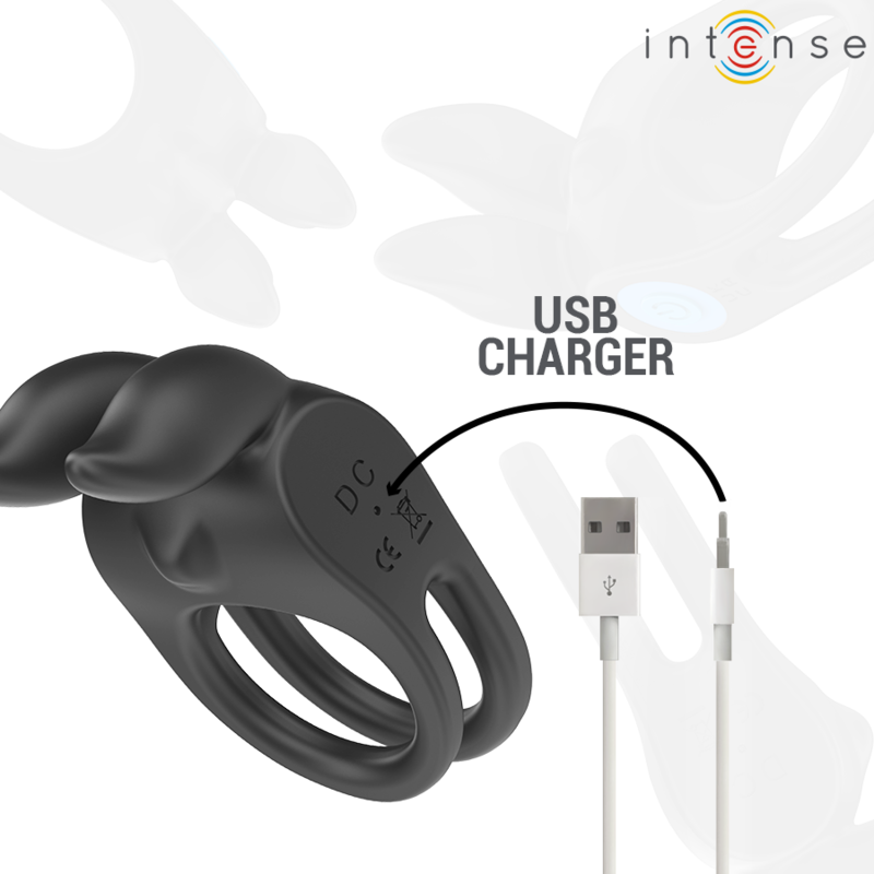INTENSE - SAM VIBRATOR DOUBLE PENIS RING 10 VIBRATIONS BLACK - 5