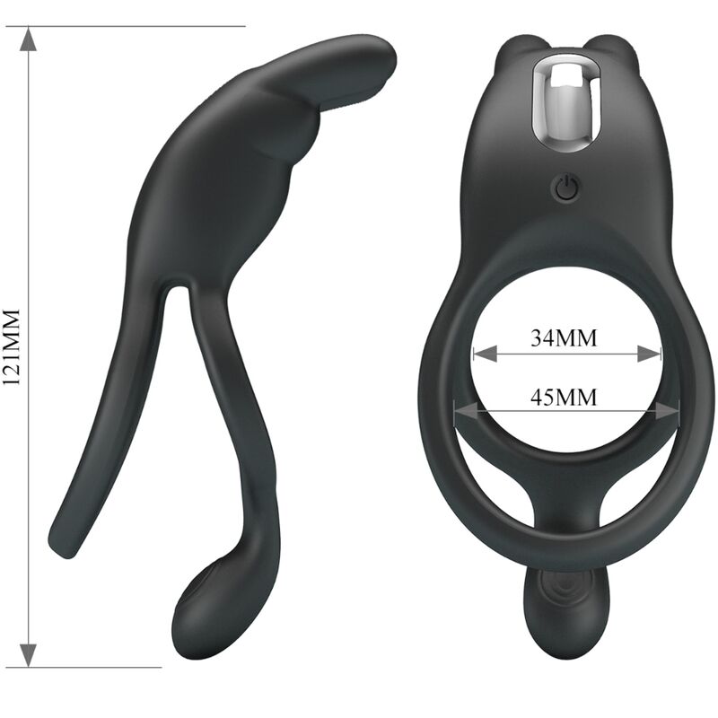 PRETTY LOVE - SETH DOUBLE VIBRATING RING RABBIT 7 VIBRATIONS BLACK - 6