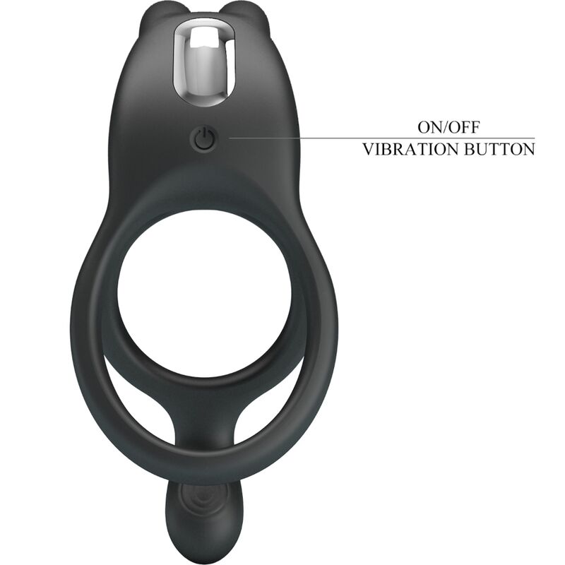 PRETTY LOVE - SETH DOUBLE VIBRATING RING RABBIT 7 VIBRATIONS BLACK - 7