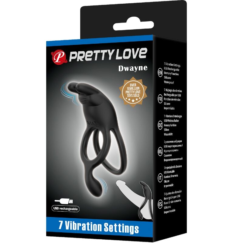 PRETTY LOVE - SETH DOUBLE VIBRATING RING RABBIT 7 VIBRATIONS BLACK - 9