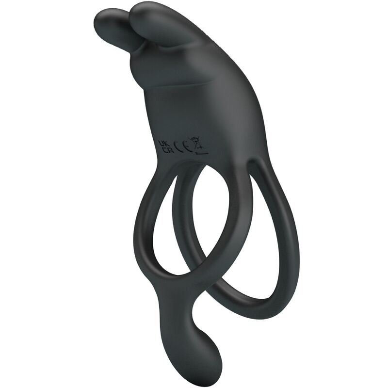 PRETTY LOVE - SETH DOUBLE VIBRATING RING RABBIT 7 VIBRATIONS BLACK - 3
