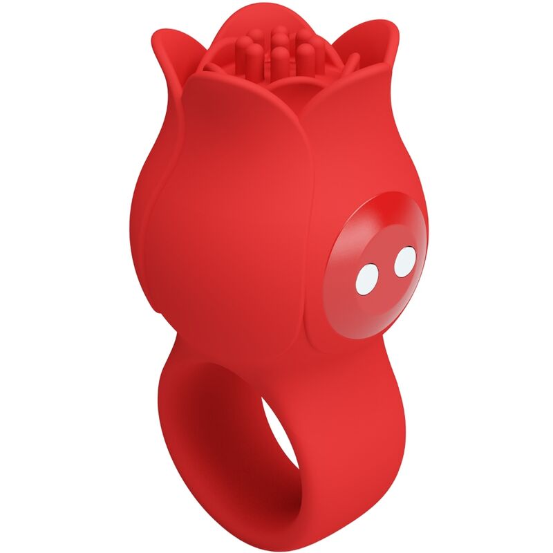 PRETTY LOVE - JAE ROSE VIBRATEUR DE DOIGT EN FORME DE ROSE 10 VIBRATIONS ROUGE