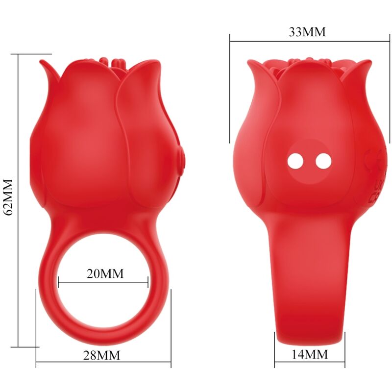 PRETTY LOVE - JAE ROSE VIBRATEUR DE DOIGT EN FORME DE ROSE 10 VIBRATIONS ROUGE
