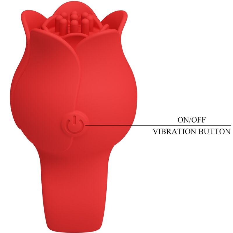 PRETTY LOVE - JAE ROSE VIBRATEUR DE DOIGT EN FORME DE ROSE 10 VIBRATIONS ROUGE