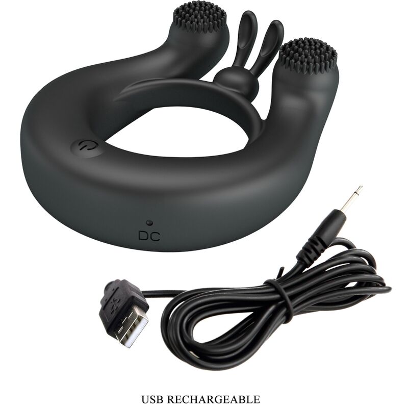 PRETTY LOVE - DAHLIA VIBRATING RING + CLITORIS STIMULATOR 12 VIBRATIONS BLACK - 7