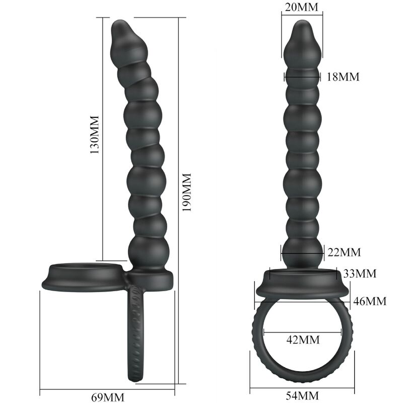 PRETTY LOVE - DILLION DOUBLE PENETRATION COCK RING BLACK - 3