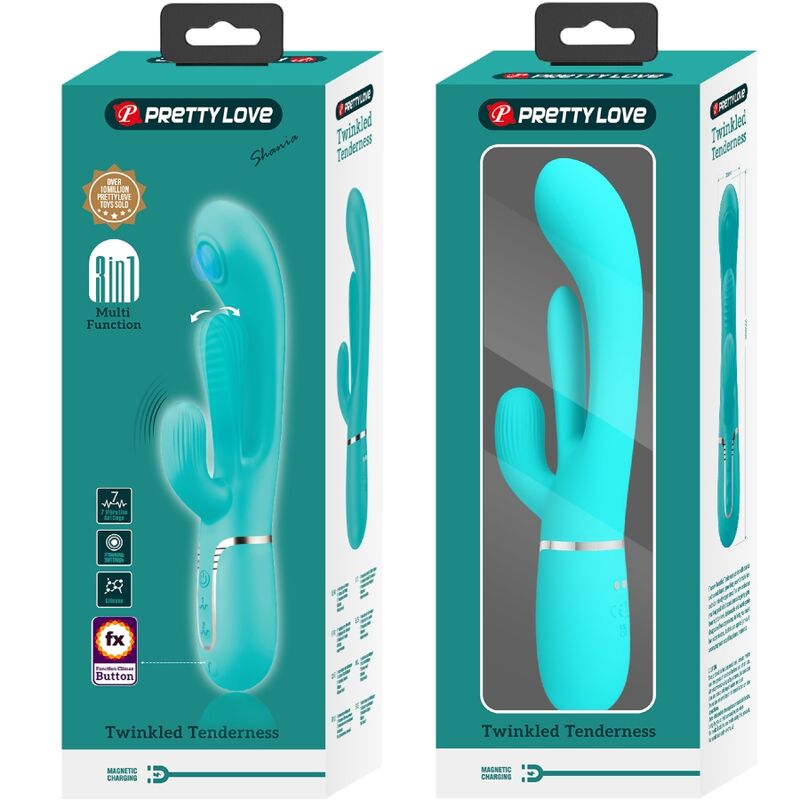 PRETTY LOVE - SHANIA TRIPLE RABBIT MULTIFUNCTION VIBRATOR 3 IN 1 BLUE - 6