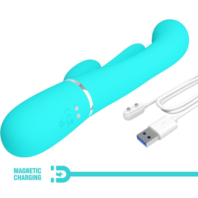 PRETTY LOVE - SHANIA TRIPLE RABBIT MULTIFUNCTION VIBRATOR 3 IN 1 BLUE - 7