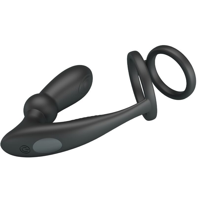 PRETTY LOVE - EMONI ANNEAU PÉNIS + PLUG ANAL 12 VIBRATIONS NOIR