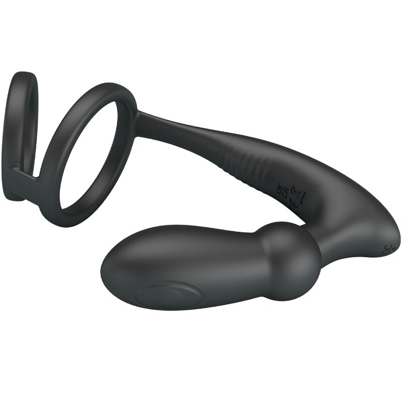 PRETTY LOVE - EMONI ANNEAU PÉNIS + PLUG ANAL 12 VIBRATIONS NOIR