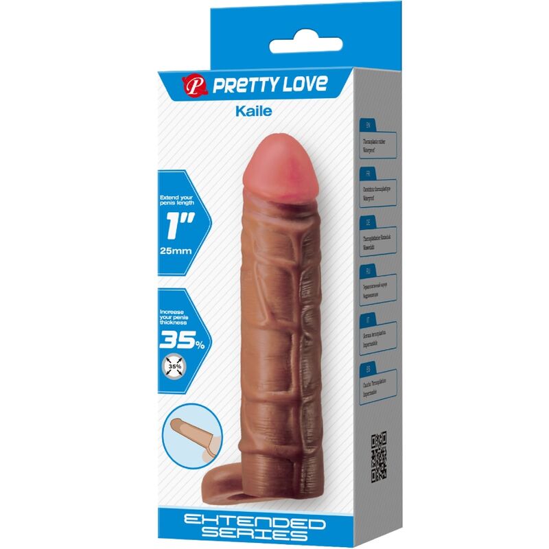 PRETTY LOVE - KAILE PENIS SLEEVE WITH 2.5 CM EXTENSION MULATTO - 7