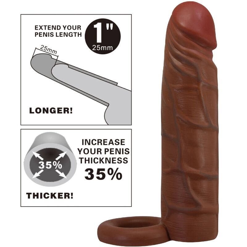 PRETTY LOVE - KAILE PENIS SLEEVE WITH 2.5 CM EXTENSION MULATTO - 6