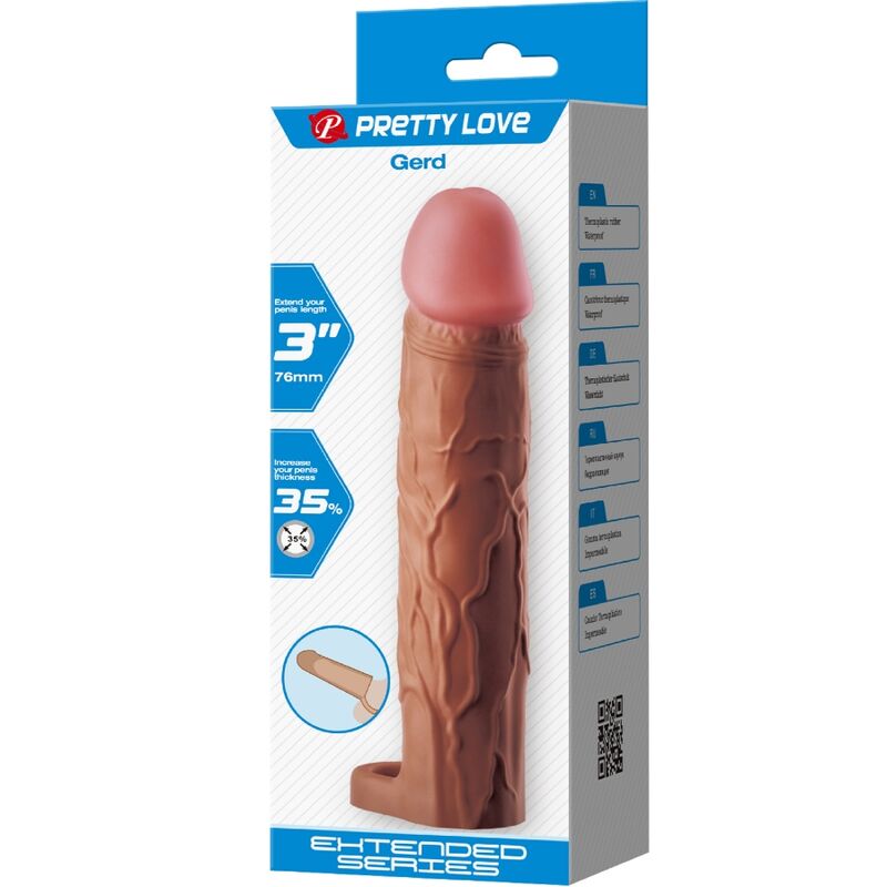 PRETTY LOVE - GERD PENIS SLEEVE WITH 7.6 CM EXTENSION MULATTO - 8