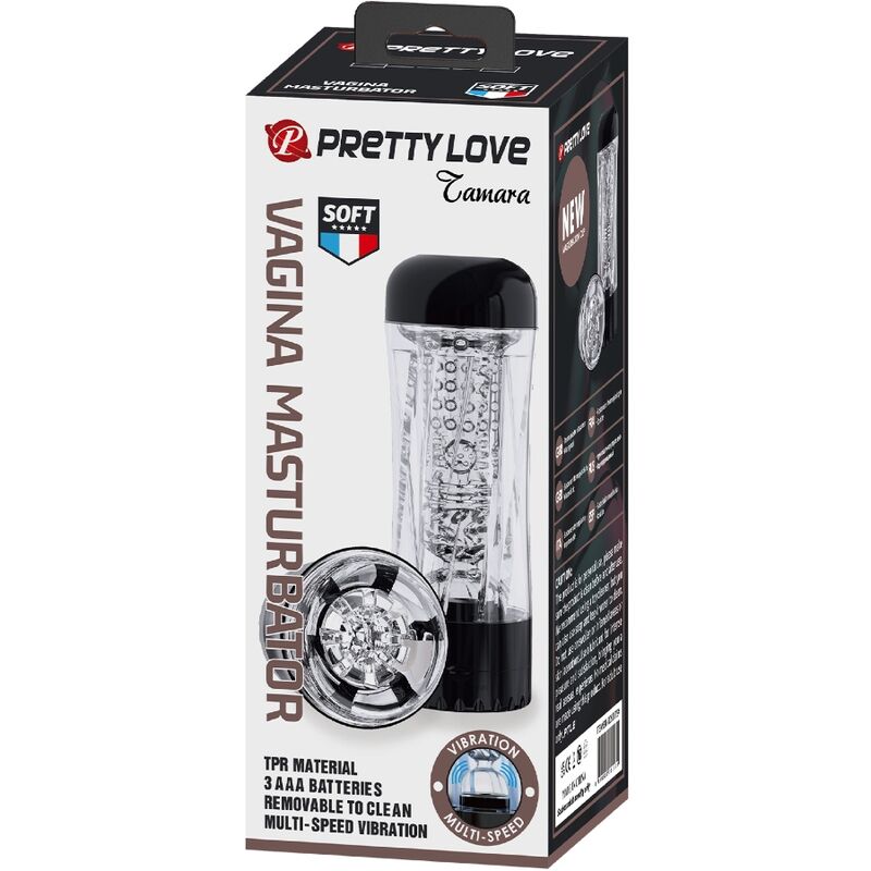 PRETTY LOVE - MASTURBATEUR HOMME TAMARA VIBRATEUR MULTI-VITESSES NOIR
