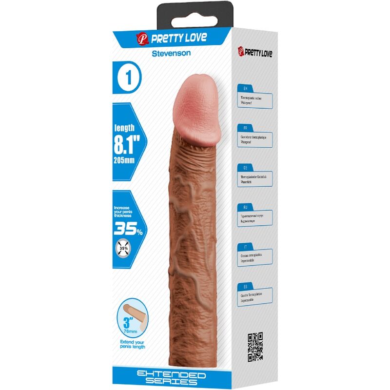 PRETTY LOVE - STEVENSON PENIS SLEEVE WITH 7.6 CM EXTENSION MULATTO - 3