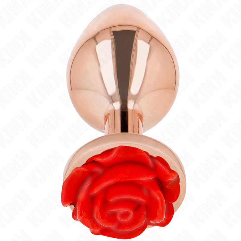 KINK - PINK GOLD ANAL PLUG WITH RED ROSE L - 2