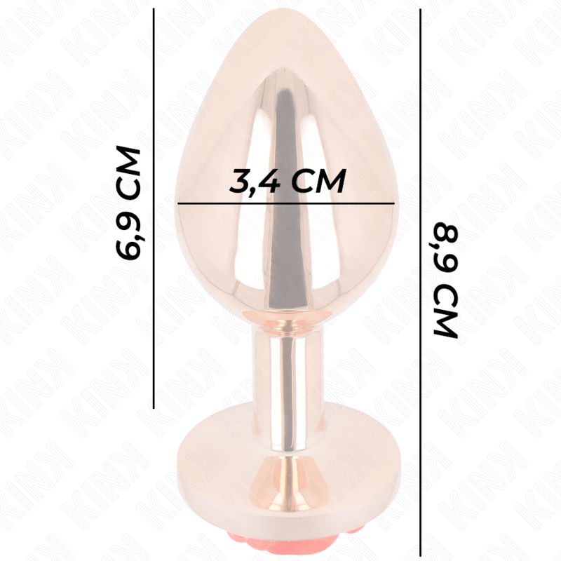 KINK - PINK GOLD ANAL PLUG WITH RED ROSE M - 3
